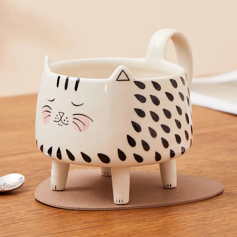 Cat Mug Ceramic Cat-Shaped Design 11.8 Oz Capacity