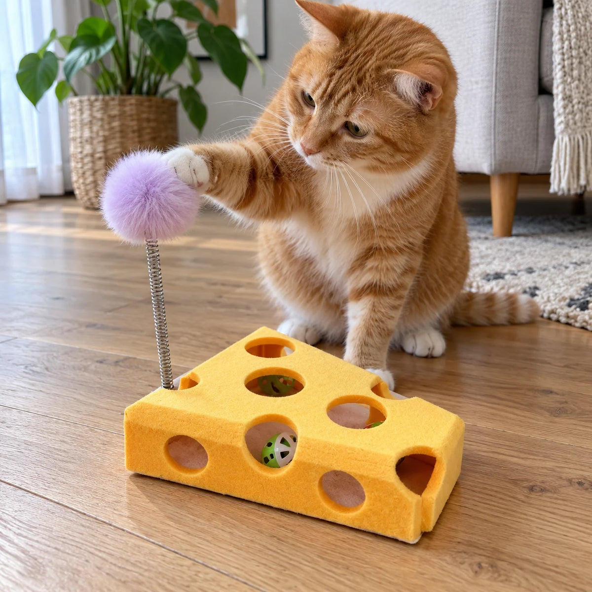 Cat Puzzle Maze Felt With Bell Ball Included