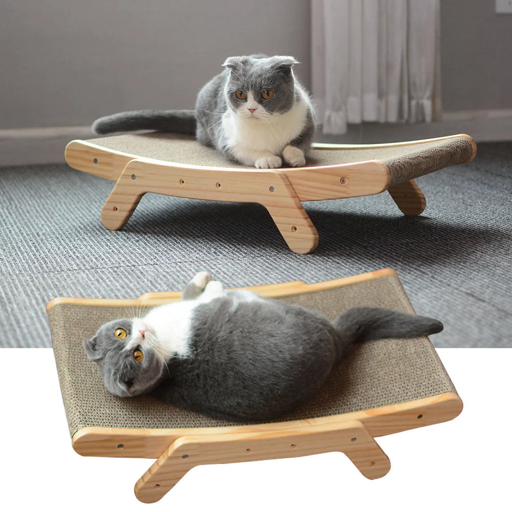 Cat Scratcher Bed Curved Wooden Lounge