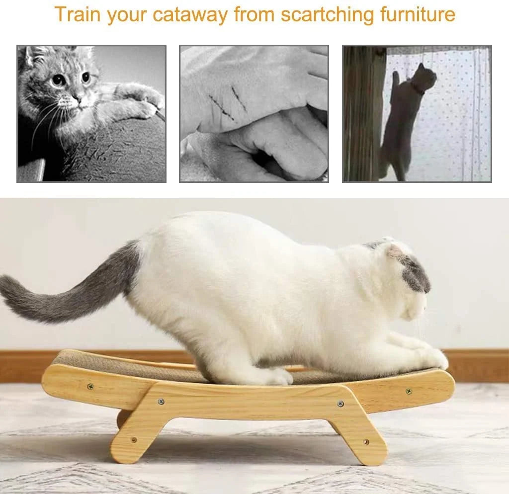 Cat Scratcher Bed Curved Wooden Lounge