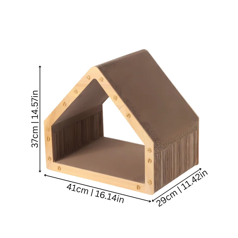 Cat Scratcher Hut Wooden Cozy Lounger & Furniture Protection