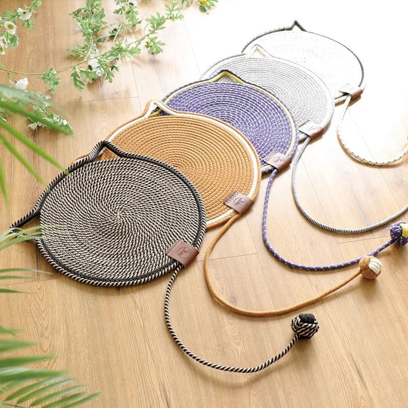 Cat Scratching Mat Natural Sisal Double-Sided Dangling Toy