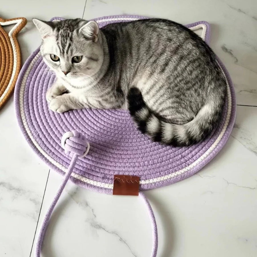 Cat Scratching Mat Reversible Sisal With Dangling Toy