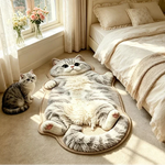 Cat Shaped Rug Soft Polyester Pile Non-Slip Backing