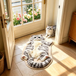 Cat Shaped Rug Soft Polyester Pile Non-Slip Backing