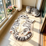 Cat Shaped Rug Soft Polyester Pile Non-Slip Backing