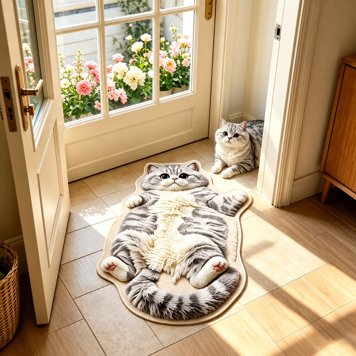 Cat Shaped Rug Soft Washable Non-Slip Backing