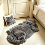 Cat Shaped Rug Soft Washable Non-Slip Backing