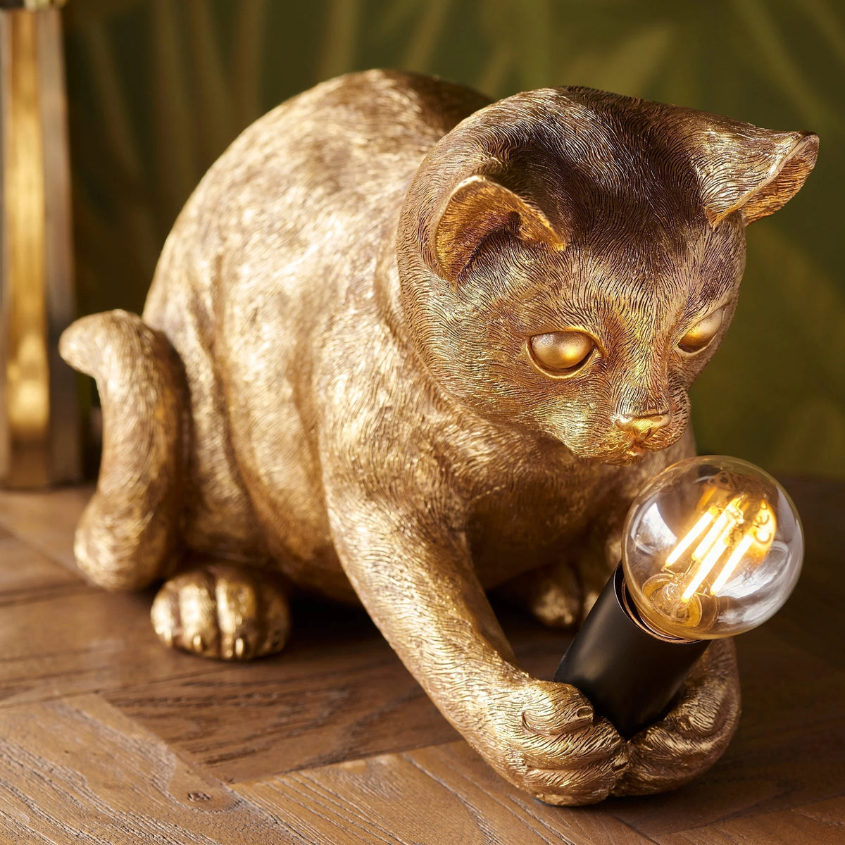 Cat Table Lamp Resin Kitten Design