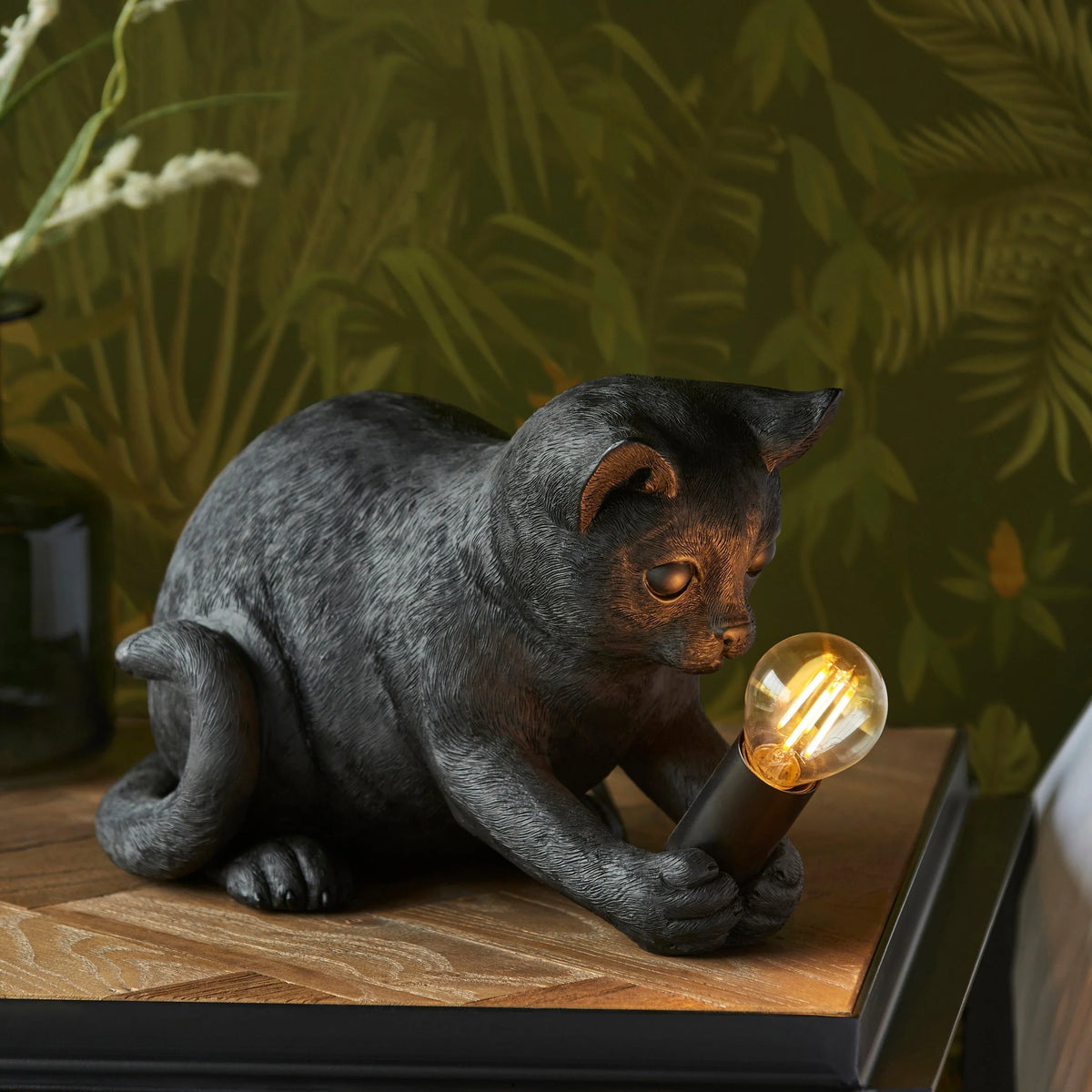 Cat Table Lamp Resin Kitten Design