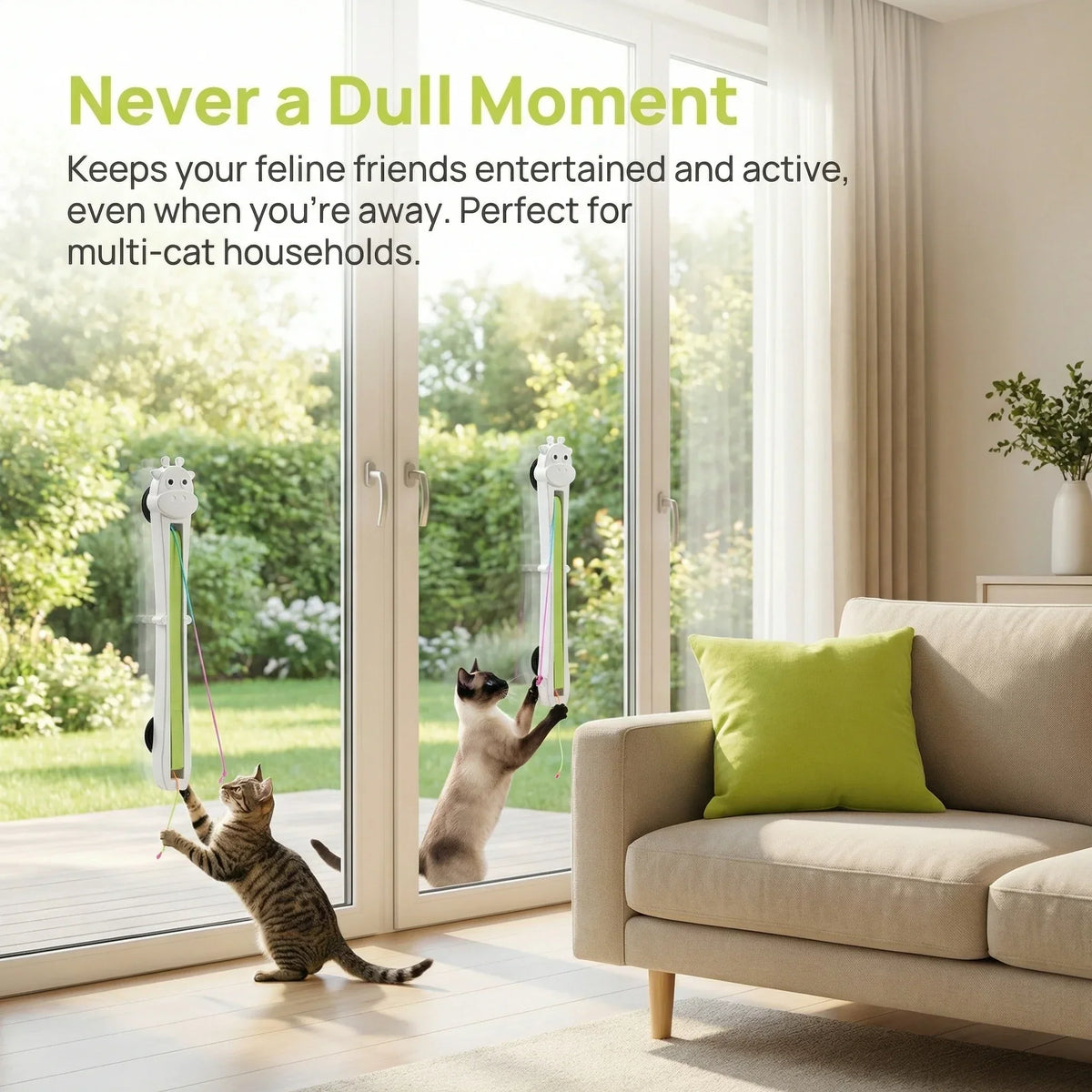 Cat Teaser Toy Automatic Moving Ropes Rechargeable Suction Mount