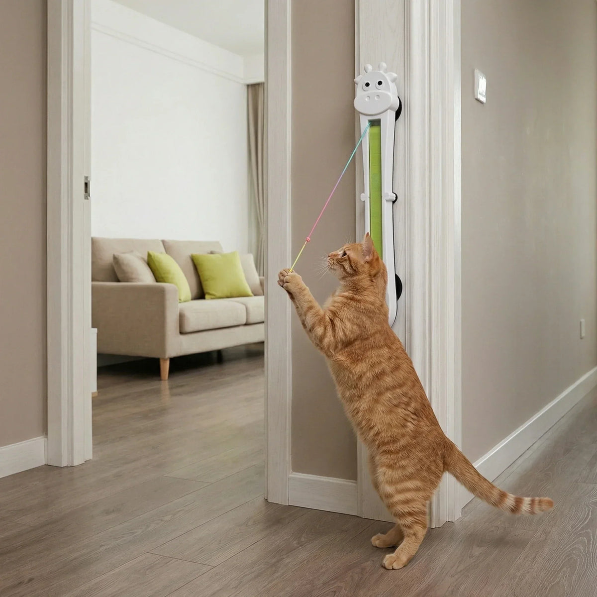 Cat Teaser Toy Automatic Moving Ropes Rechargeable Suction Mount