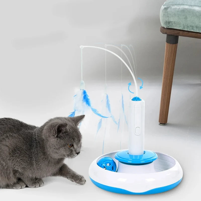 Cat Teaser Wand Feather & 360° Spin Lightweight ABS