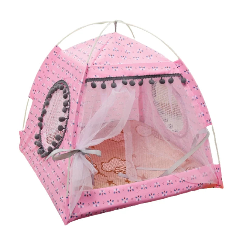 Cat Tent Bed Foldable Polyester & Mosquito Net