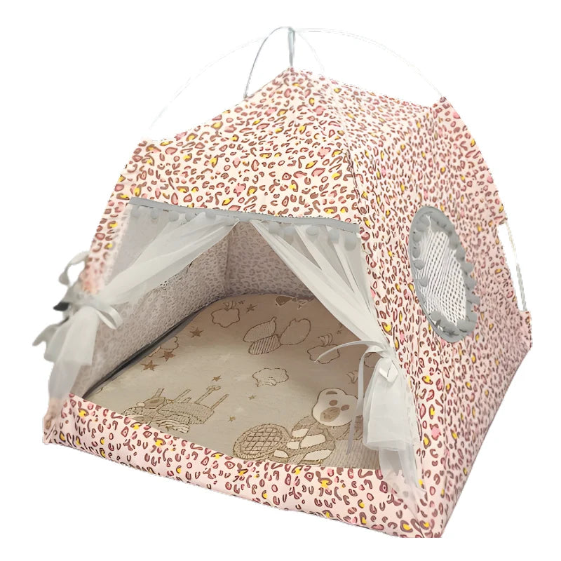 Cat Tent Bed Foldable Polyester & Mosquito Net
