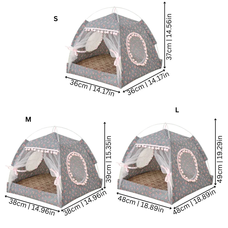 Cat Tent Bed Foldable Polyester & Mosquito Net