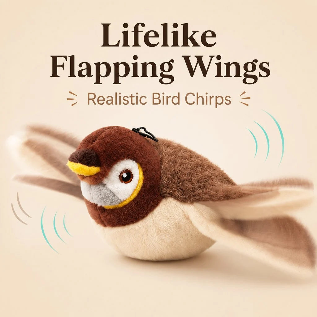Cat Toy Flapping Chirping Bird USB Rechargeable Plush Kicker