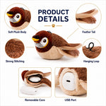 Cat Toy Flapping Chirping Bird USB Rechargeable Plush Kicker