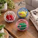 Cat Toy Rolling Metal Cage With Furry Mouse