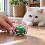 Cat Toy Rolling Metal Cage With Furry Mouse
