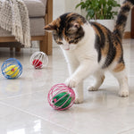 Cat Toy Rolling Metal Cage With Furry Mouse