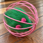 Cat Toy Rolling Metal Cage With Furry Mouse