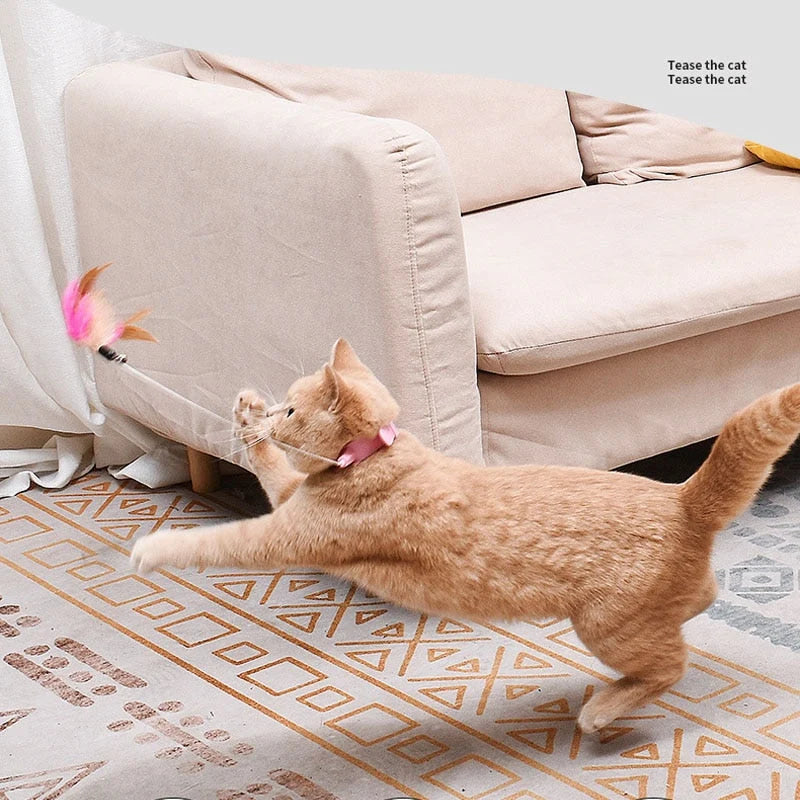 Cat Toy Wearable Silicone Ankle Strap Feather Design