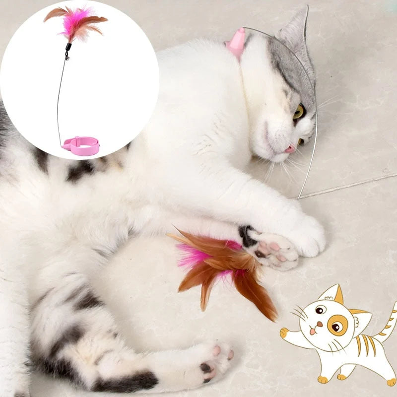 Cat Toy Wearable Silicone Ankle Strap Feather Design