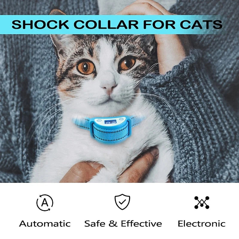 Cat Training Collar Sound Vibration Shock Modes Waterproof