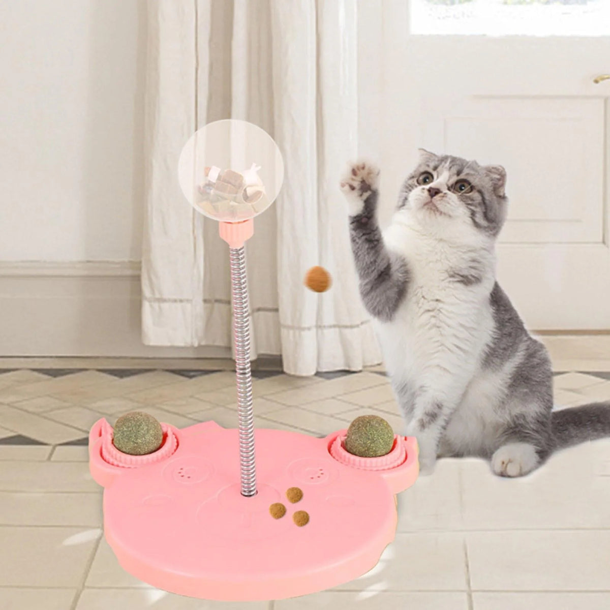 Cat Treat Dispenser Toy Interactive Suction Cup Base