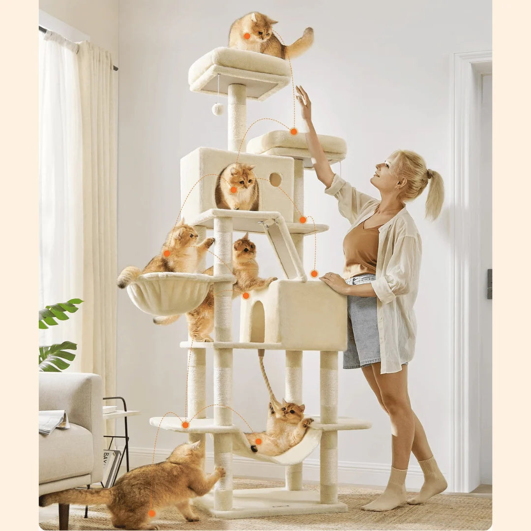 Cat Tree 2m Tall Plush Platforms 13 Sisal Posts
