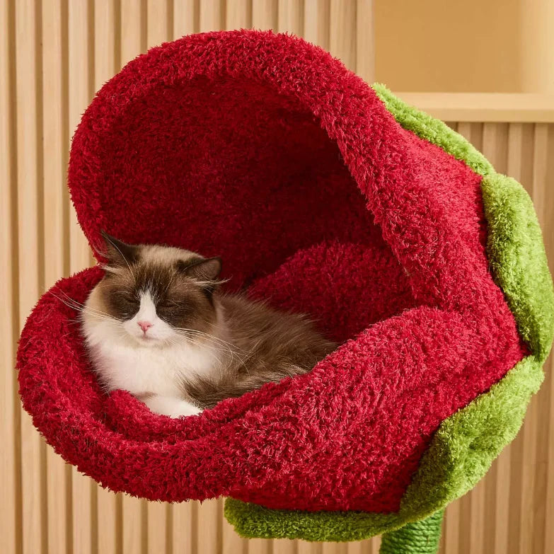 Cat Tree Flower-Shaped Plush Nest & Sisal Scratching Posts