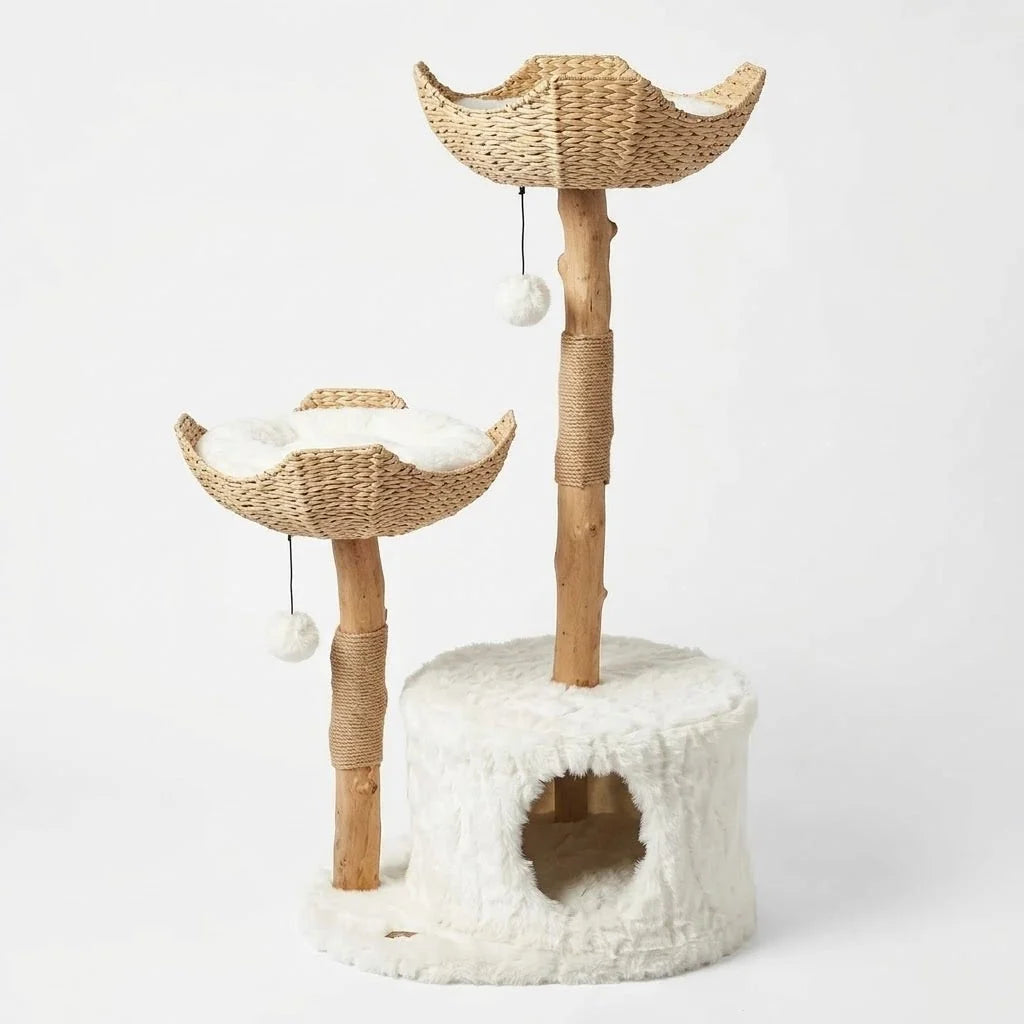 Cat Tree Natural Branches Woven Baskets & Cozy Cave