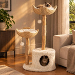 Cat Tree Natural Branches Woven Baskets & Cozy Cave