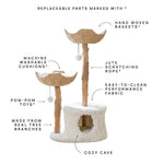 Cat Tree Natural Branches Woven Baskets & Cozy Cave