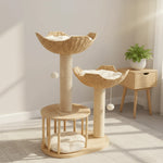 Cat Tree Three-Level Plush Sisal Scratching Posts