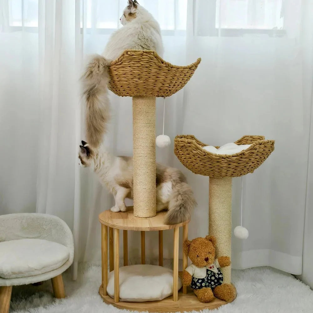 Cat Tree Three-Level Plush Sisal Scratching Posts