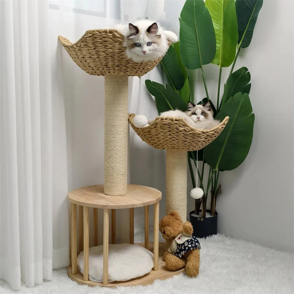 Cat Tree Three-Level Plush Sisal Scratching Posts