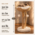 Cat Tree Woven Basket Bed Natural Branches 32-Inch Tall