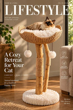 Cat Tree Woven Basket Bed Natural Branches 32-Inch Tall