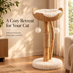Cat Tree Woven Basket Bed Natural Branches 32-Inch Tall