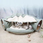 Cat Tunnel Bed Foldable Corduroy With Plush Balls