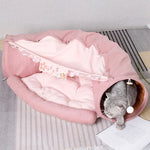 Cat Tunnel Bed Foldable Corduroy With Plush Balls