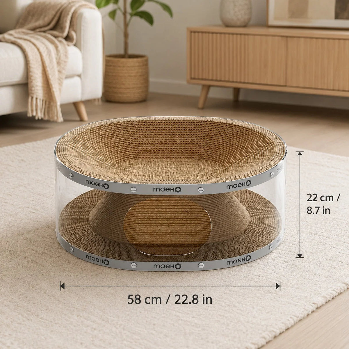 Cat Tunnel Scratcher Bed Transparent Panel Double Layer