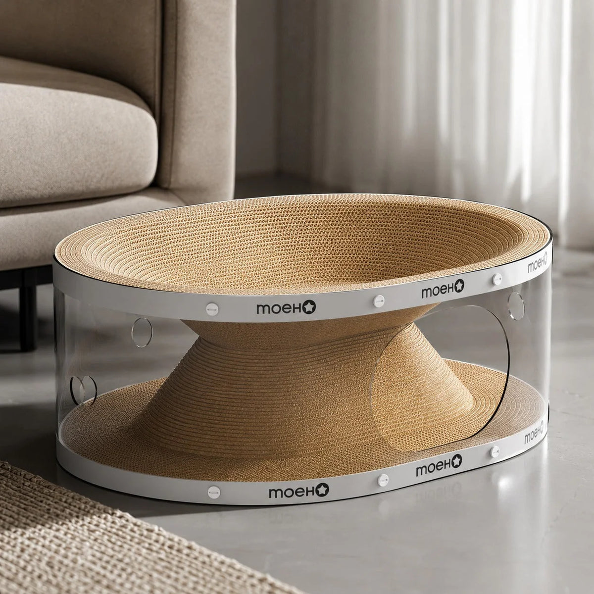 Cat Tunnel Scratcher Bed Transparent Panel Double Layer