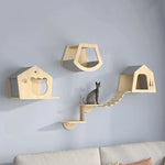 Cat Wall Climbing Tower Wooden Wall-Mounted Multi-Level