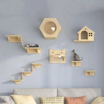Cat Wall Climbing Tower Wooden Wall-Mounted Multi-Level