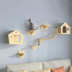 Cat Wall Climbing Tower Wooden Wall-Mounted Multi-Level