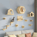 Cat Wall Climbing Tower Wooden Wall-Mounted Multi-Level