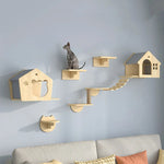 Cat Wall Climbing Tower Wooden Wall-Mounted Multi-Level